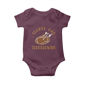 Thanksgiving Football Baby Onesie Turkey And Touchdowns Vintage American Football TS11 Maroon Print Your Wear