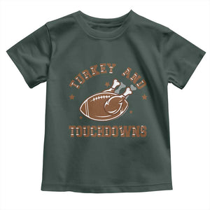 Thanksgiving Football Baby Shirt Turkey And Touchdowns Vintage American Football TS11 Dark Forest Green Print Your Wear