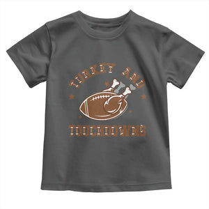 Thanksgiving Football Baby Shirt Turkey And Touchdowns Vintage American Football TS11 Dark Heather Print Your Wear