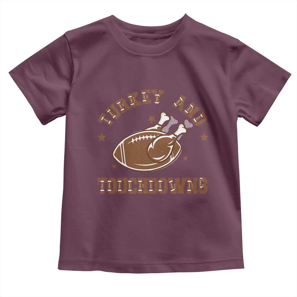 Thanksgiving Football Baby Shirt Turkey And Touchdowns Vintage American Football TS11 Maroon Print Your Wear