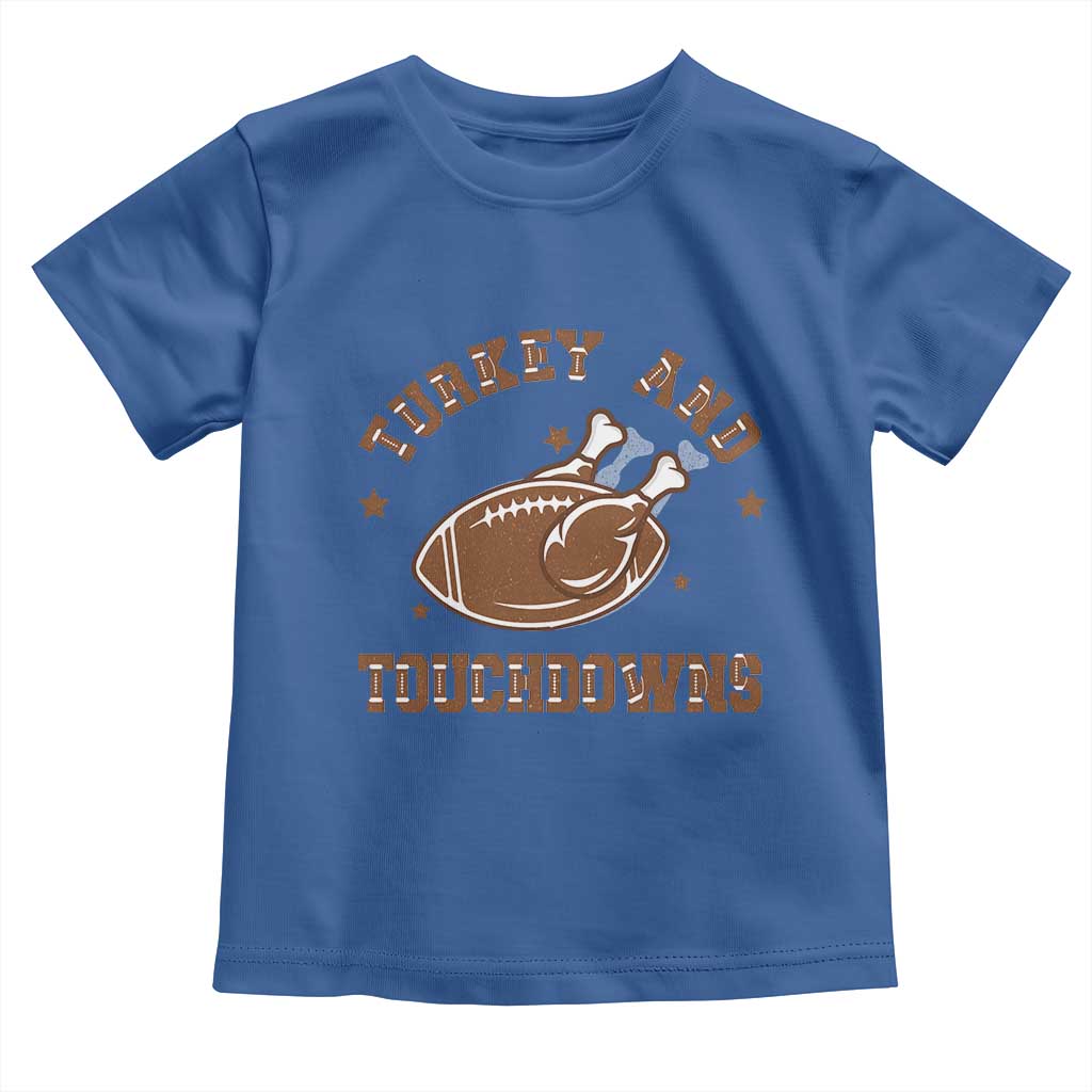 Thanksgiving Football Baby Shirt Turkey And Touchdowns Vintage American Football TS11 Royal Blue Print Your Wear