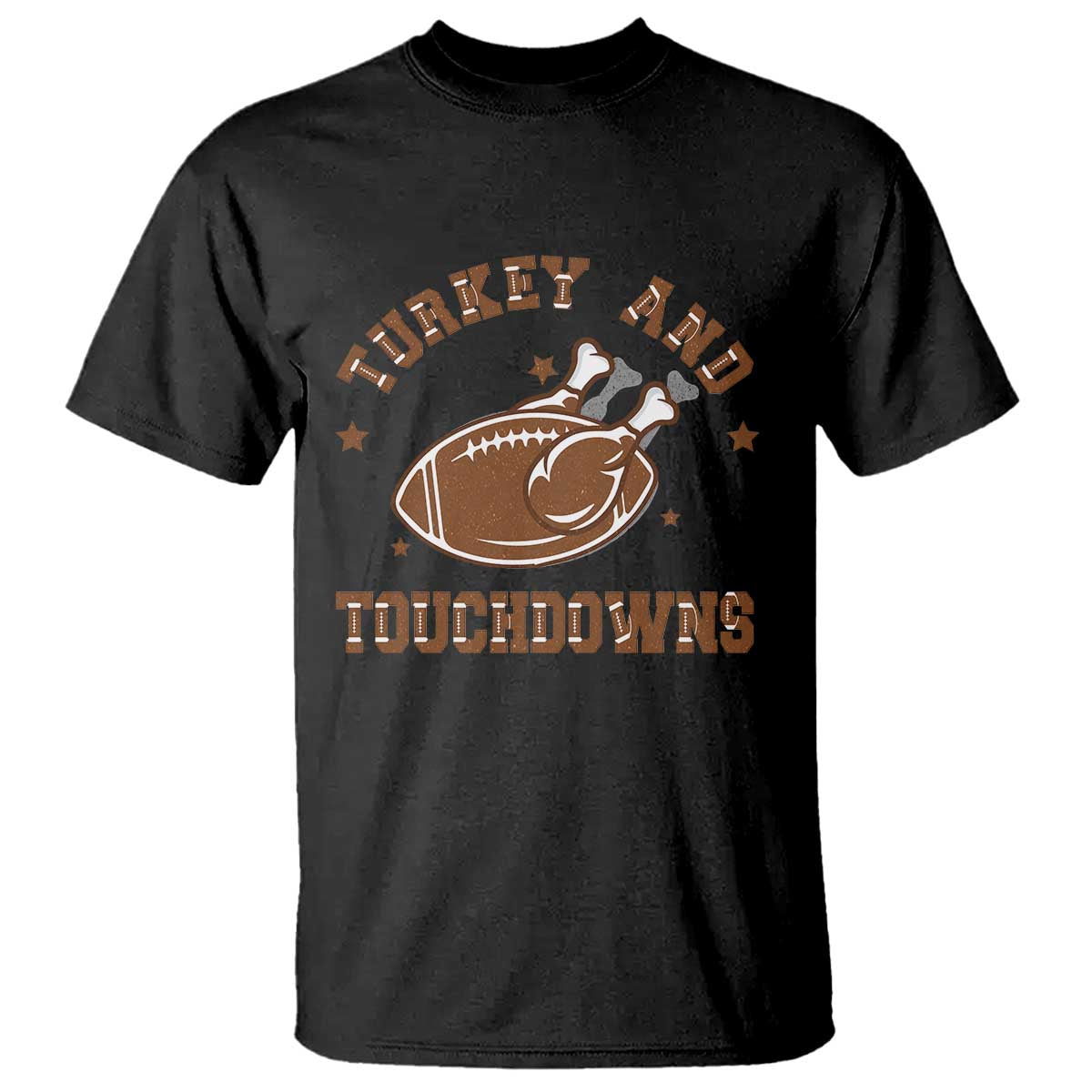 Thanksgiving Football T Shirt Turkey And Touchdowns Vintage American Football TS11 Black Print Your Wear