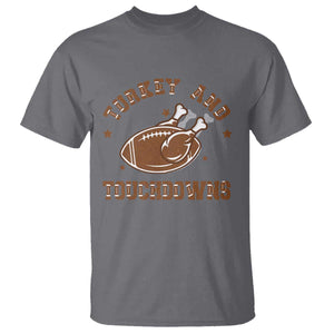 Thanksgiving Football T Shirt Turkey And Touchdowns Vintage American Football TS11 Charcoal Print Your Wear