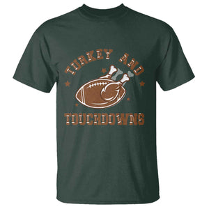 Thanksgiving Football T Shirt Turkey And Touchdowns Vintage American Football TS11 Dark Forest Green Print Your Wear