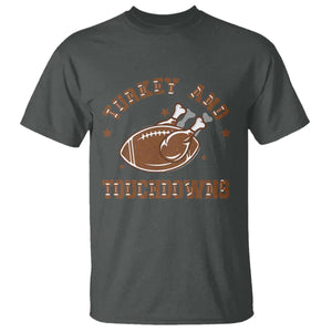 Thanksgiving Football T Shirt Turkey And Touchdowns Vintage American Football TS11 Dark Heather Print Your Wear