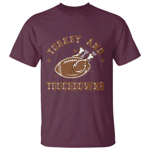 Thanksgiving Football T Shirt Turkey And Touchdowns Vintage American Football TS11 Maroon Print Your Wear