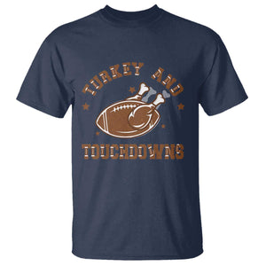 Thanksgiving Football T Shirt Turkey And Touchdowns Vintage American Football TS11 Navy Print Your Wear