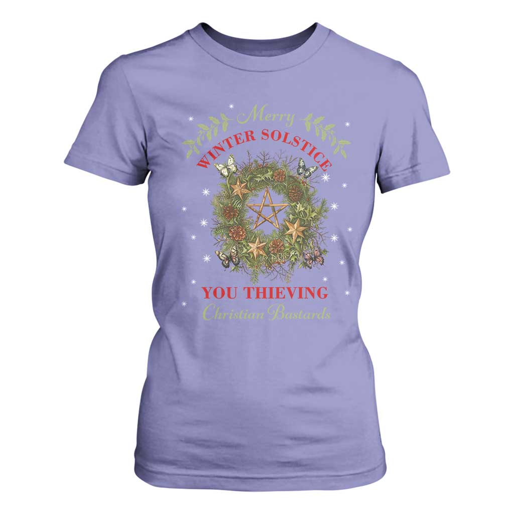 Merry Winter Solstice You Thieving Christian Bastards T Shirt For Women Yule Pentagram TS11 Violet Print Your Wear