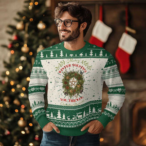 Merry Winter Solstice You Thieving Christian Bastards Ugly Christmas Sweater Yule Pentagram TS11 Green Print Your Wear