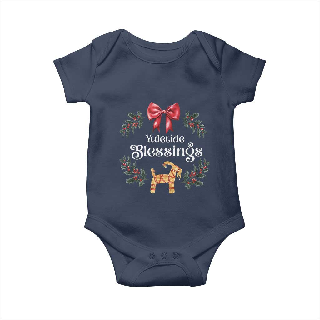 Yuletide Blessings Baby Onesie Yule Goat Winter Solstice Christmas Wreath TS11 Navy Print Your Wear