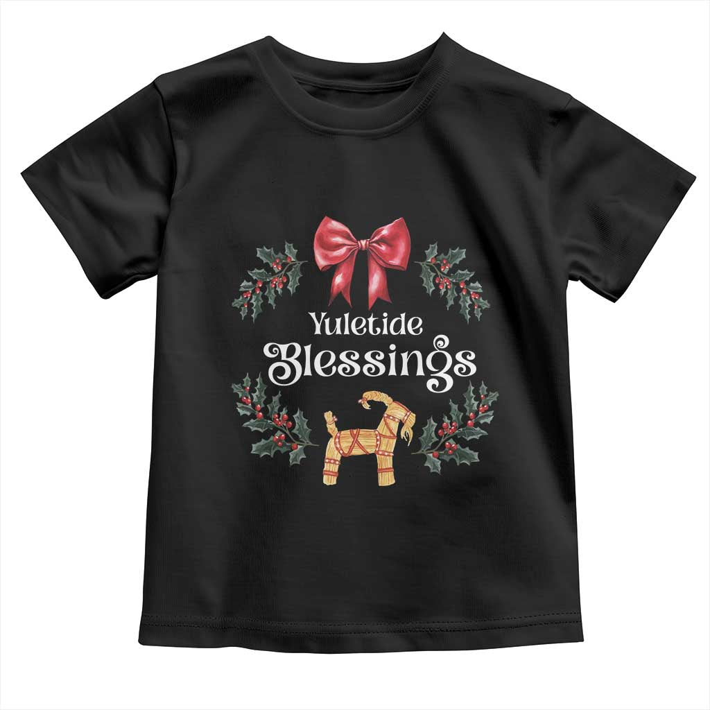 Yuletide Blessings Baby Shirt Yule Goat Winter Solstice Christmas Wreath TS11 Black Print Your Wear