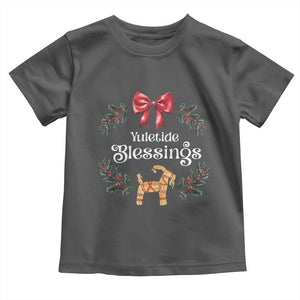 Yuletide Blessings Baby Shirt Yule Goat Winter Solstice Christmas Wreath TS11 Dark Heather Print Your Wear