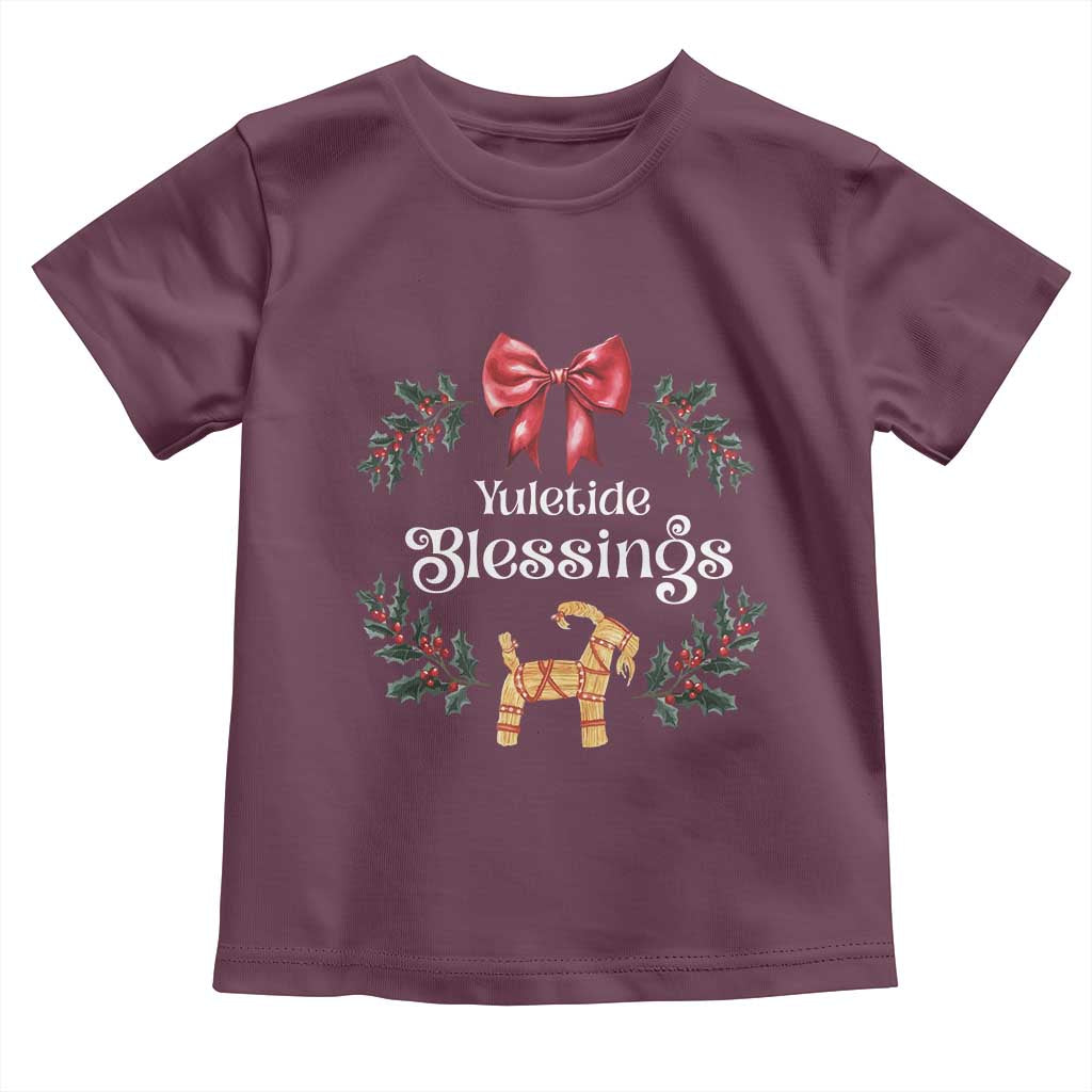 Yuletide Blessings Baby Shirt Yule Goat Winter Solstice Christmas Wreath TS11 Maroon Print Your Wear