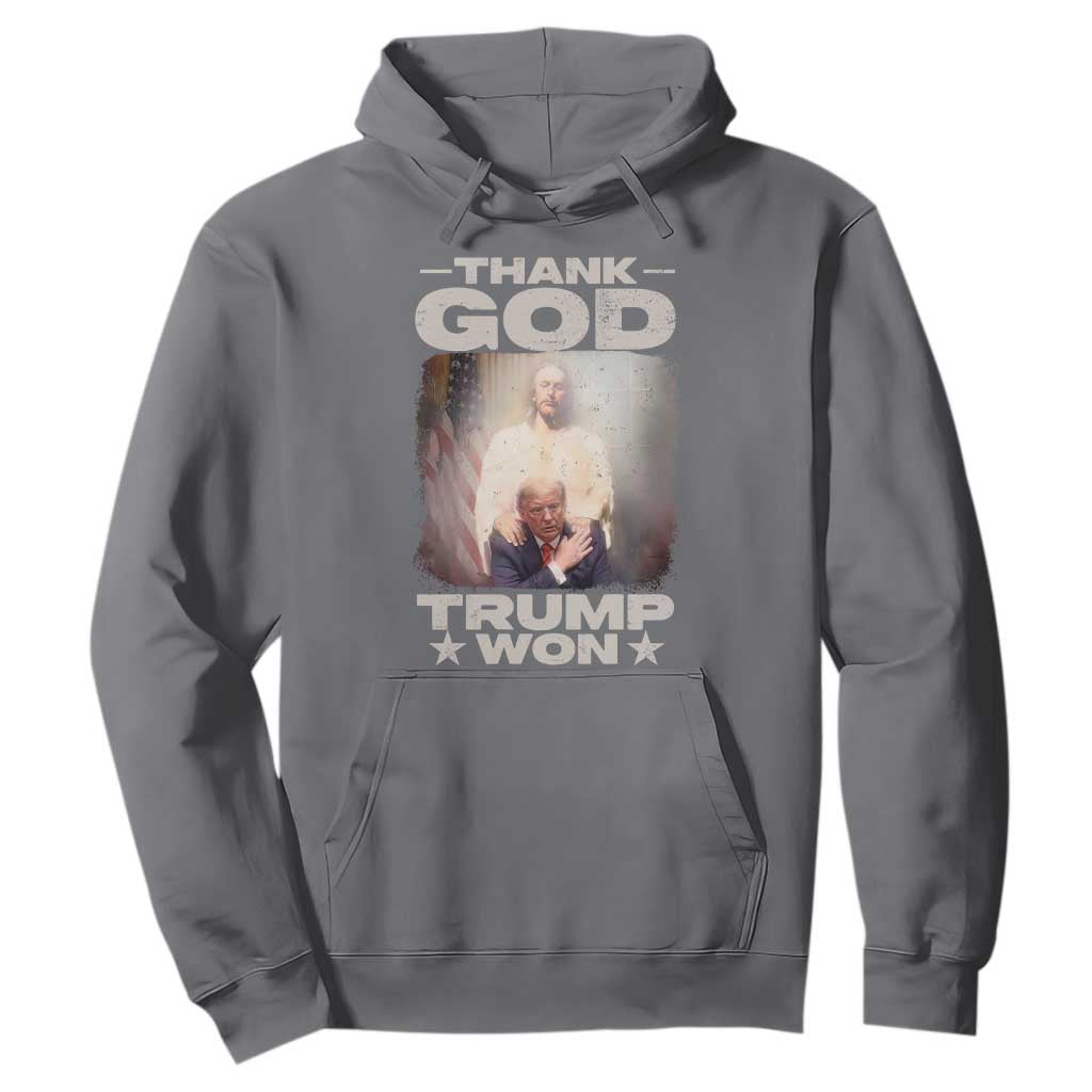 Thank God Trump Won 2024 Hoodie Christian Jesus Bible The 47th US President TS11 Charcoal Print Your Wear