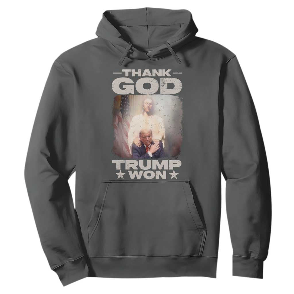 Thank God Trump Won 2024 Hoodie Christian Jesus Bible The 47th US President TS11 Dark Heather Print Your Wear