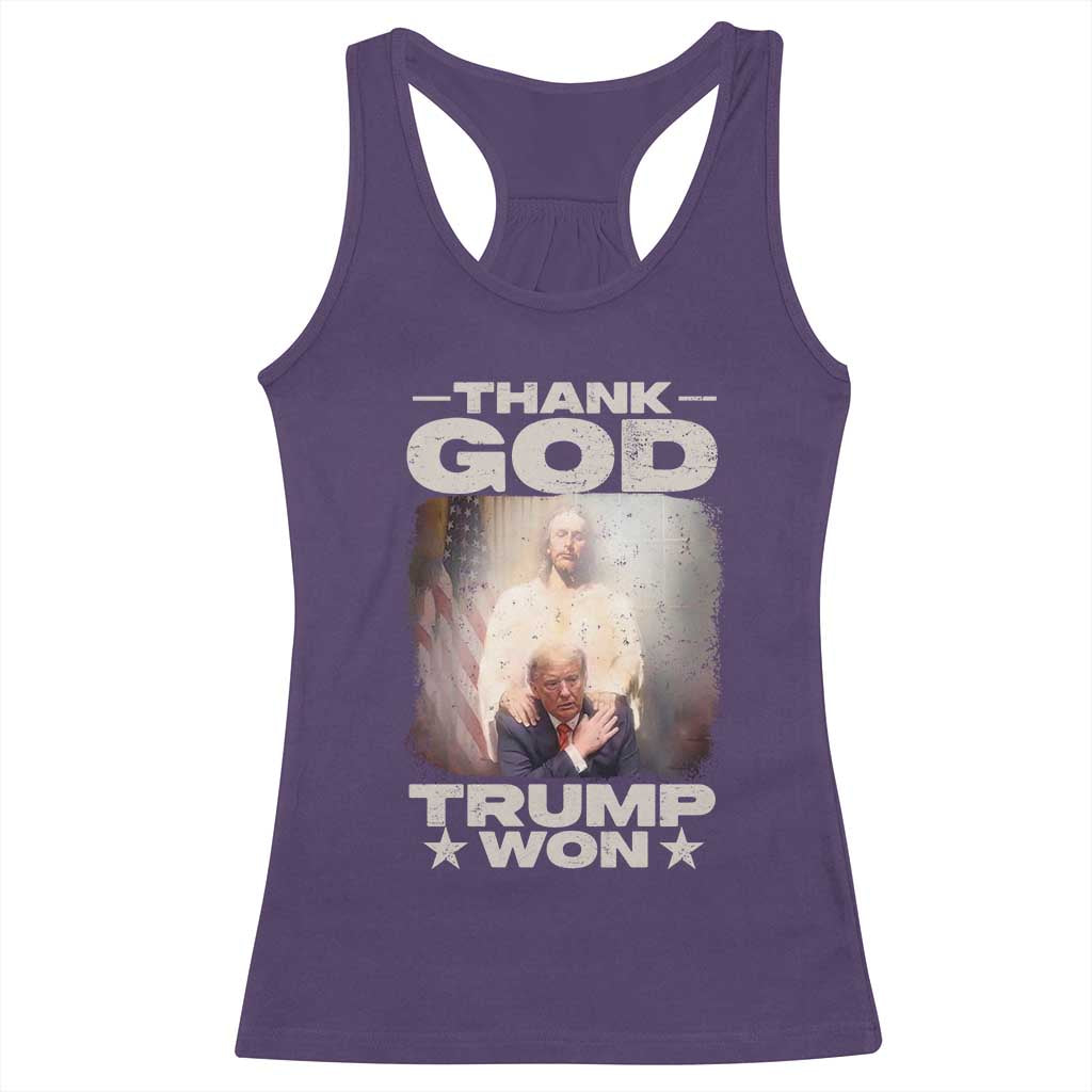 Thank God Trump Won 2024 Racerback Tank Top Christian Jesus Bible The 47th US President TS11 Purple Print Your Wear