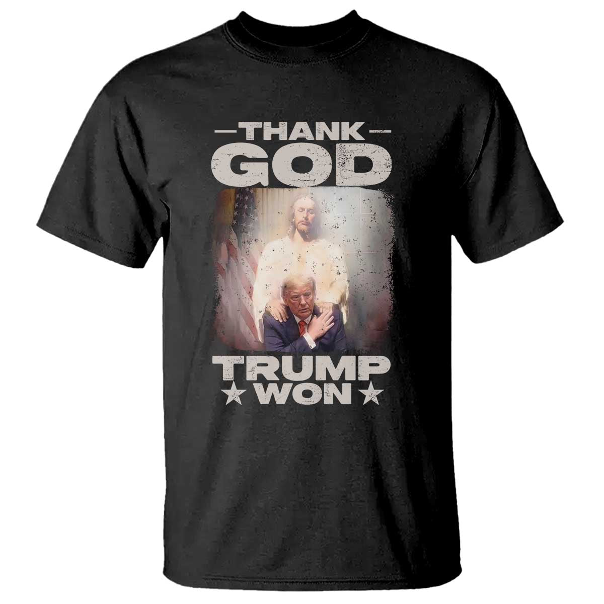 Thank God Trump Won 2024 T Shirt Christian Jesus Bible The 47th US President TS11 Black Print Your Wear