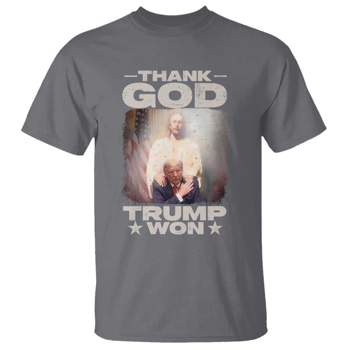 Thank God Trump Won 2024 T Shirt Christian Jesus Bible The 47th US President TS11 Charcoal Print Your Wear