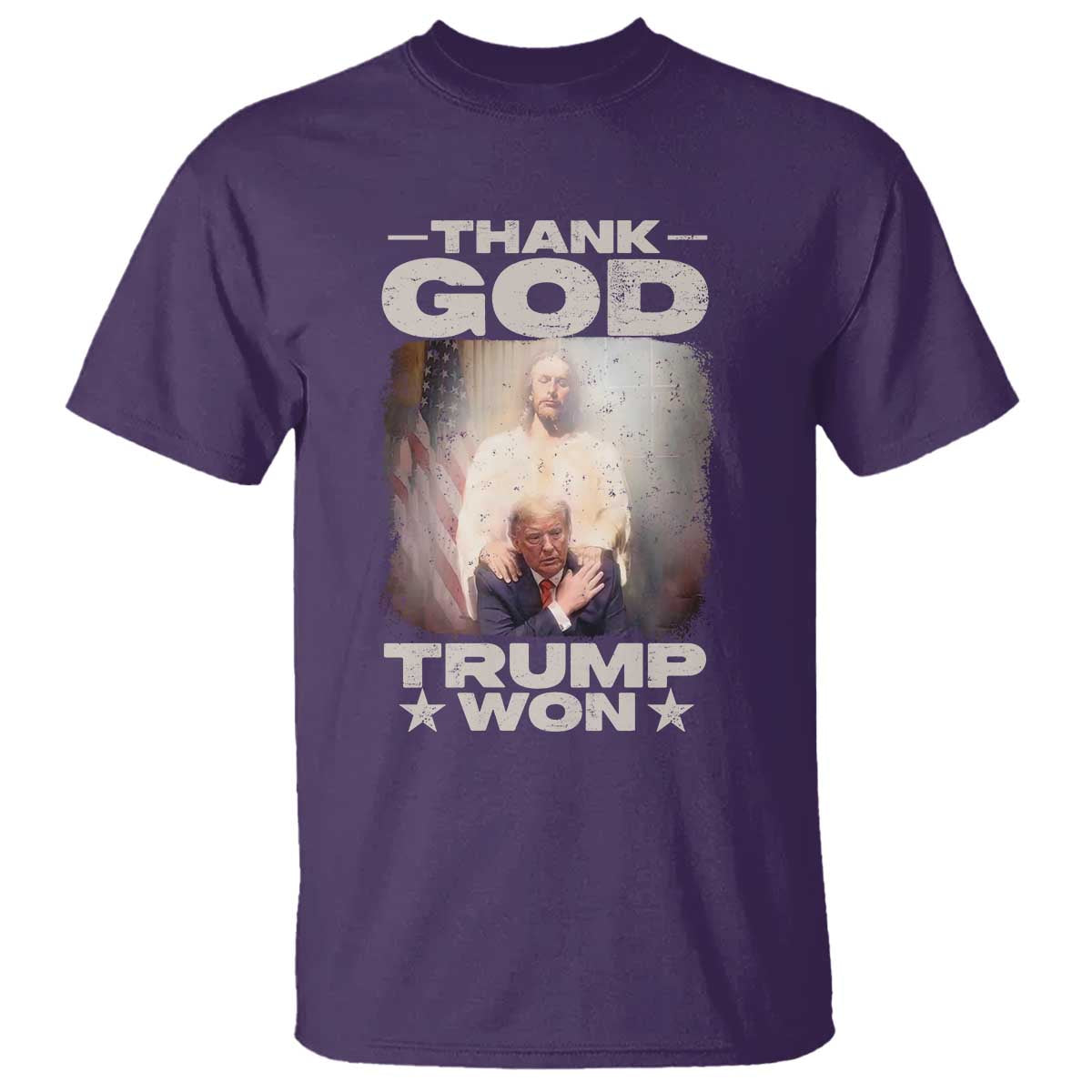 Thank God Trump Won 2024 T Shirt Christian Jesus Bible The 47th US President TS11 Purple Print Your Wear