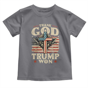 Thank God Trump Won 2024 Baby Shirt The 47th US President Vintage American Flag TS11 Charcoal Print Your Wear