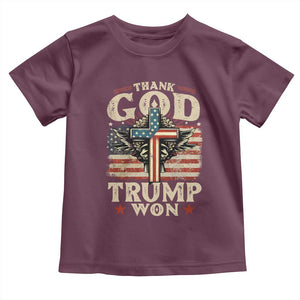 Thank God Trump Won 2024 Baby Shirt The 47th US President Vintage American Flag TS11 Maroon Print Your Wear