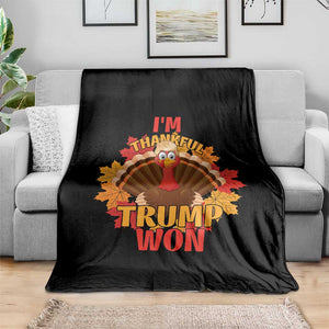 Funny Thanksgiving Trump Throw Blanket I'm Thankful Trump Won Turkey 47th President TS11 Print Your Wear