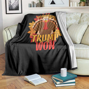 Funny Thanksgiving Trump Throw Blanket I'm Thankful Trump Won Turkey 47th President TS11 Print Your Wear