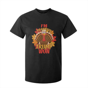 Funny Thanksgiving Trump T Shirt For Kid I'm Thankful Trump Won Turkey 47th President TS11 Black Print Your Wear