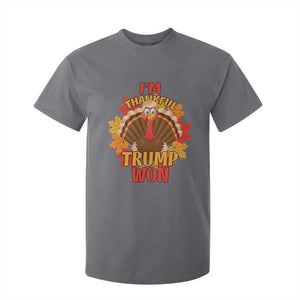 Funny Thanksgiving Trump T Shirt For Kid I'm Thankful Trump Won Turkey 47th President TS11 Charcoal Print Your Wear
