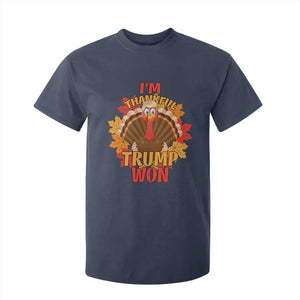 Funny Thanksgiving Trump T Shirt For Kid I'm Thankful Trump Won Turkey 47th President TS11 Navy Print Your Wear