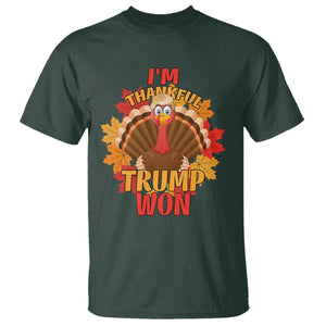 Funny Thanksgiving Trump T Shirt I'm Thankful Trump Won Turkey 47th President TS11 Dark Forest Green Print Your Wear