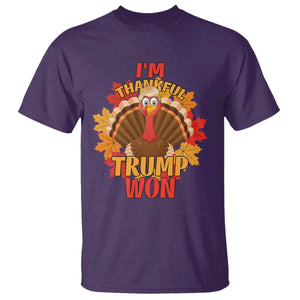 Funny Thanksgiving Trump T Shirt I'm Thankful Trump Won Turkey 47th President TS11 Purple Print Your Wear