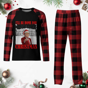Funny Trump Xmas Plaid Pajama Set I'll Be Home For Christmas 45 47th President TS11 Buffalo Plaid Print Your Wear