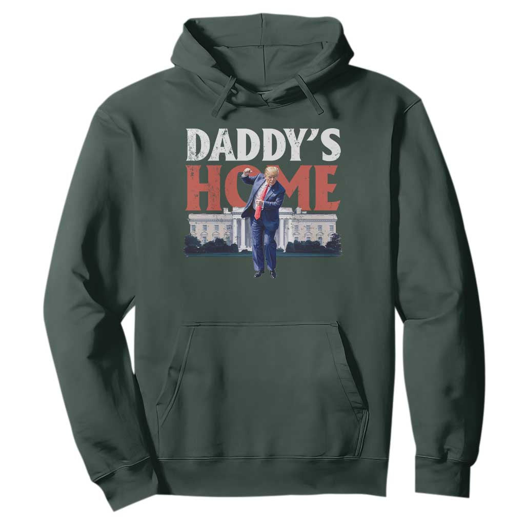 Funny Daddy's Home Hoodie Trump Dance The 47th US President TS11 Dark Forest Green Print Your Wear