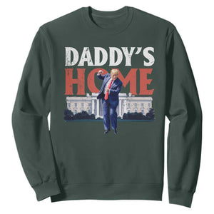 Funny Daddy's Home Sweatshirt Trump Dance The 47th US President TS11 Dark Forest Green Print Your Wear