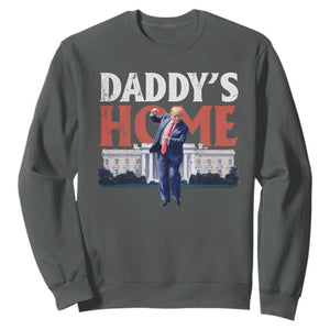 Funny Daddy's Home Sweatshirt Trump Dance The 47th US President TS11 Dark Heather Print Your Wear
