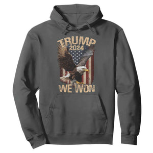 Trump We Won 2024 Hoodie Vintage Eagle American Flag TS11 Dark Heather Print Your Wear