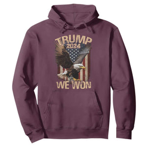 Trump We Won 2024 Hoodie Vintage Eagle American Flag TS11 Maroon Print Your Wear