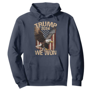 Trump We Won 2024 Hoodie Vintage Eagle American Flag TS11 Navy Print Your Wear
