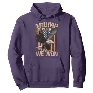 Trump We Won 2024 Hoodie Vintage Eagle American Flag TS11 Purple Print Your Wear