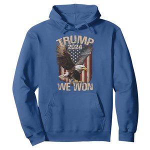 Trump We Won 2024 Hoodie Vintage Eagle American Flag TS11 Royal Blue Print Your Wear