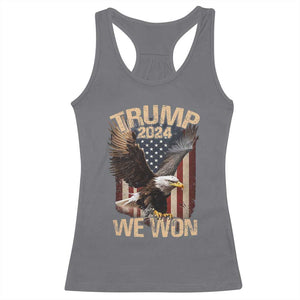 Trump We Won 2024 Racerback Tank Top Vintage Eagle American Flag TS11 Charcoal Print Your Wear