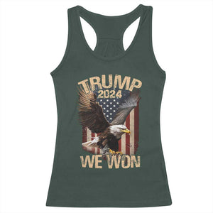 Trump We Won 2024 Racerback Tank Top Vintage Eagle American Flag TS11 Dark Forest Green Print Your Wear