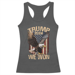 Trump We Won 2024 Racerback Tank Top Vintage Eagle American Flag TS11 Dark Heather Print Your Wear