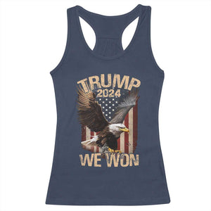 Trump We Won 2024 Racerback Tank Top Vintage Eagle American Flag TS11 Navy Print Your Wear
