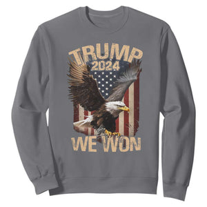 Trump We Won 2024 Sweatshirt Vintage Eagle American Flag TS11 Charcoal Print Your Wear