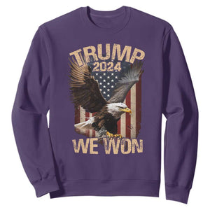 Trump We Won 2024 Sweatshirt Vintage Eagle American Flag TS11 Purple Print Your Wear
