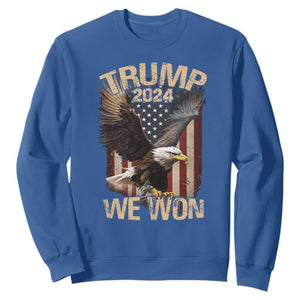 Trump We Won 2024 Sweatshirt Vintage Eagle American Flag TS11 Royal Blue Print Your Wear