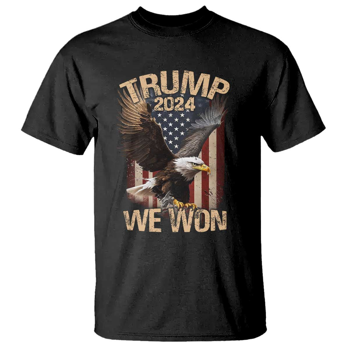 Trump We Won 2024 T Shirt Vintage Eagle American Flag TS11 Black Print Your Wear
