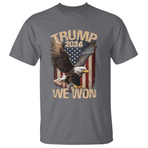 Trump We Won 2024 T Shirt Vintage Eagle American Flag TS11 Charcoal Print Your Wear